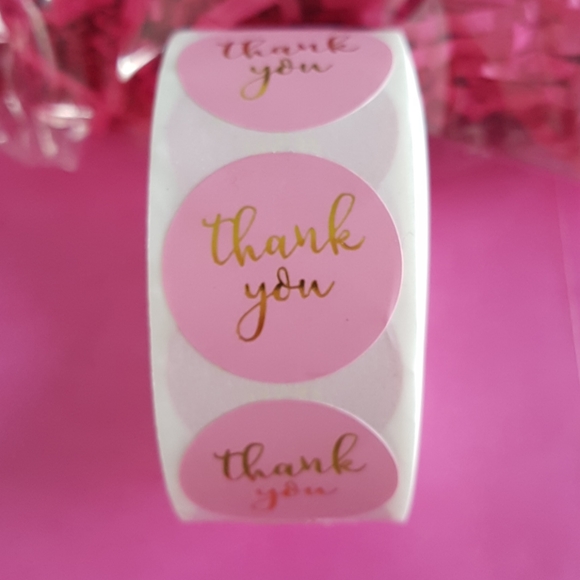 500 pcs Pink Gold Thank You Sticker 1" - Picture 7 of 7